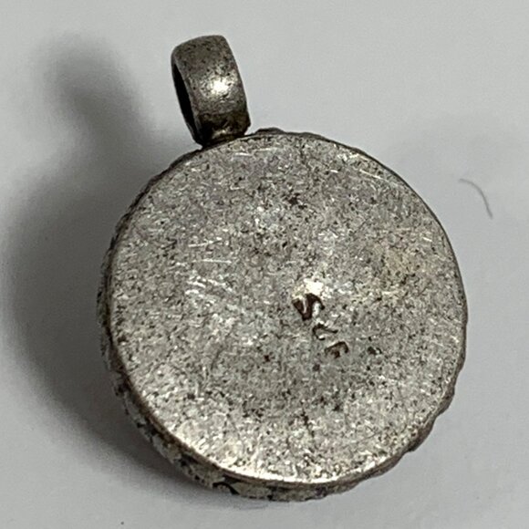 VTG Sterling Silver 925 Tribal Dot Circle Convex Disc Round Mandala Pendant .6" - Picture 5 of 11